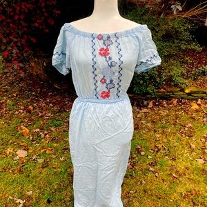 Old Navy Chambray Embroidered Dress